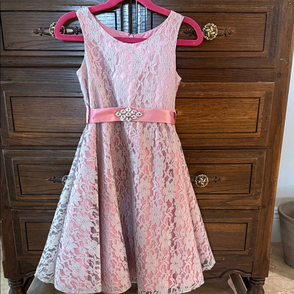 Charming Pink Lace Formal Dress for Kids